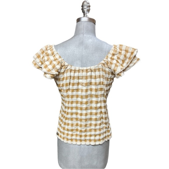 Matilda Jane Annabelle Plaid Boho Top White Tan Gingham Size S - Picture 2 of 9
